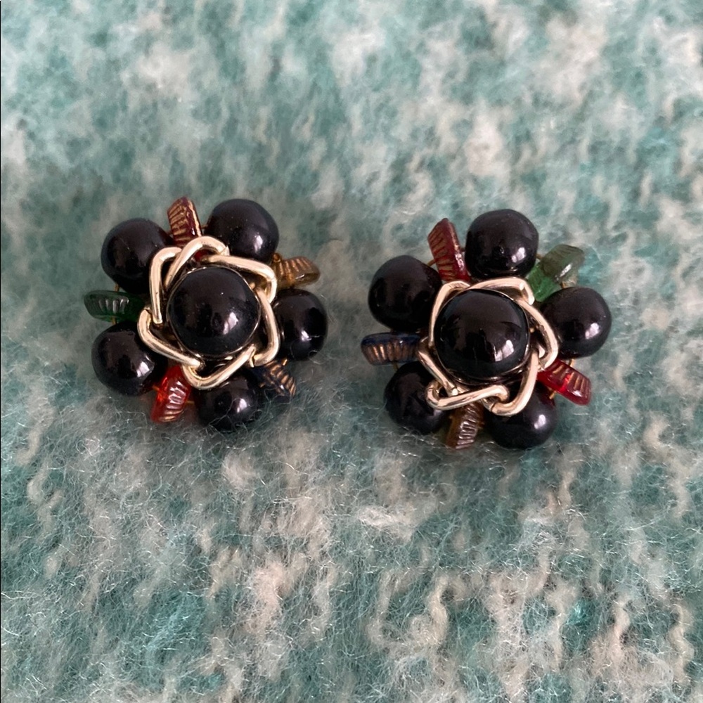 Vintage MCM Cluster Clip On Earrings